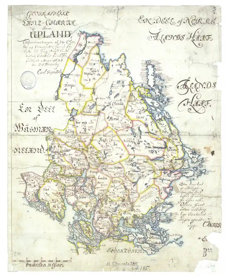Geografisk landskarta över Uppland