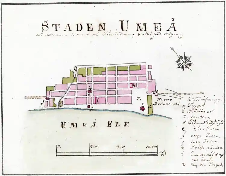 Karta över staden Umeå