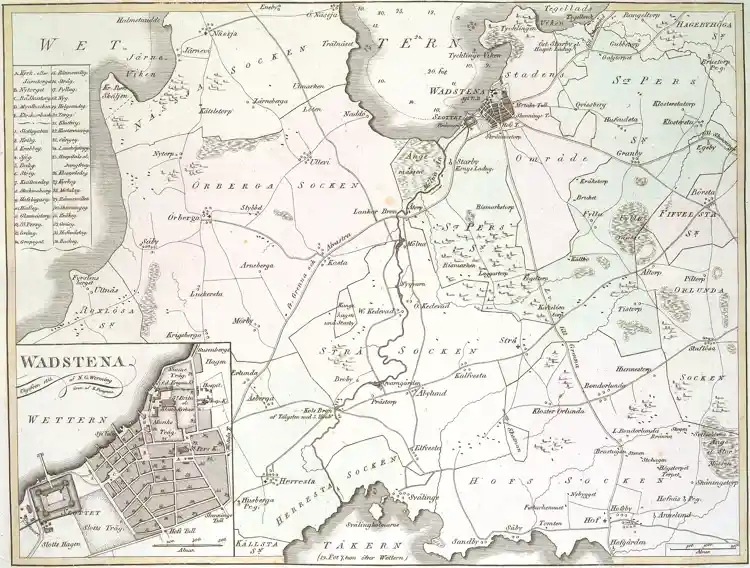 Karta över Vadstena