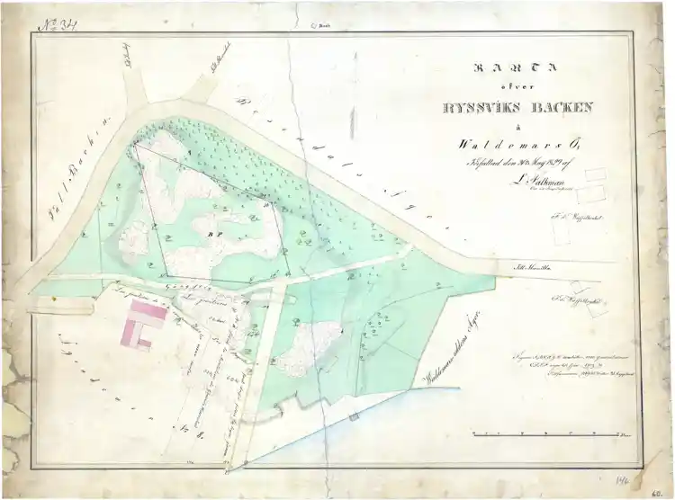 Karta över Ryssviksbacken å Waldemars ö