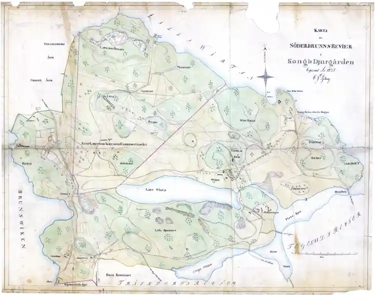 Karta över Söderbrunns revir å Kungliga Djurgården