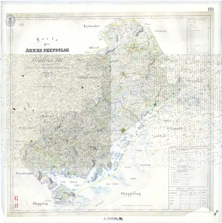 Karta över Åkers skeppslag uti Stockholms län