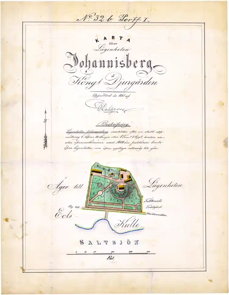 Karta över lägenheten Johannisberg å Kungliga Djurgården