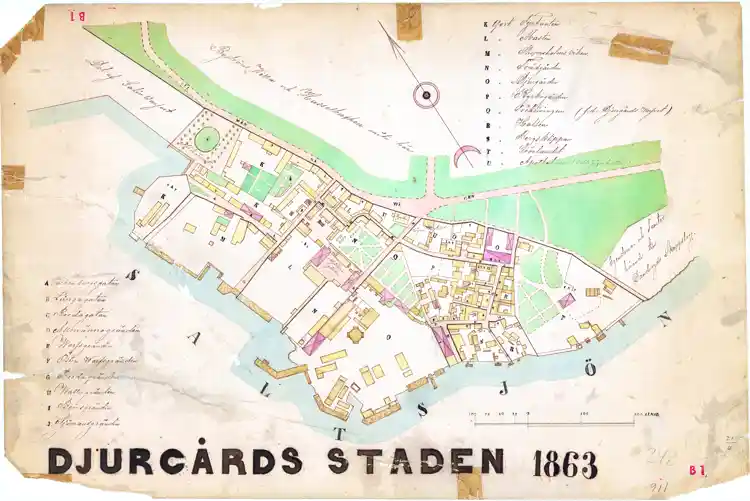 Karta över Djurgårdsstaden