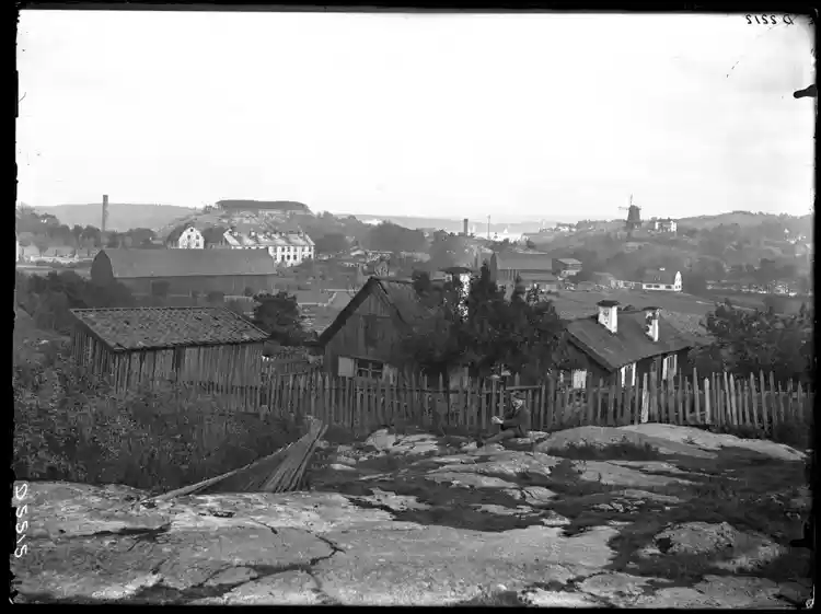 Utsikt från Vita Bergen österut mot Fåfängan, Danvikstull och Klippan med kvarnen