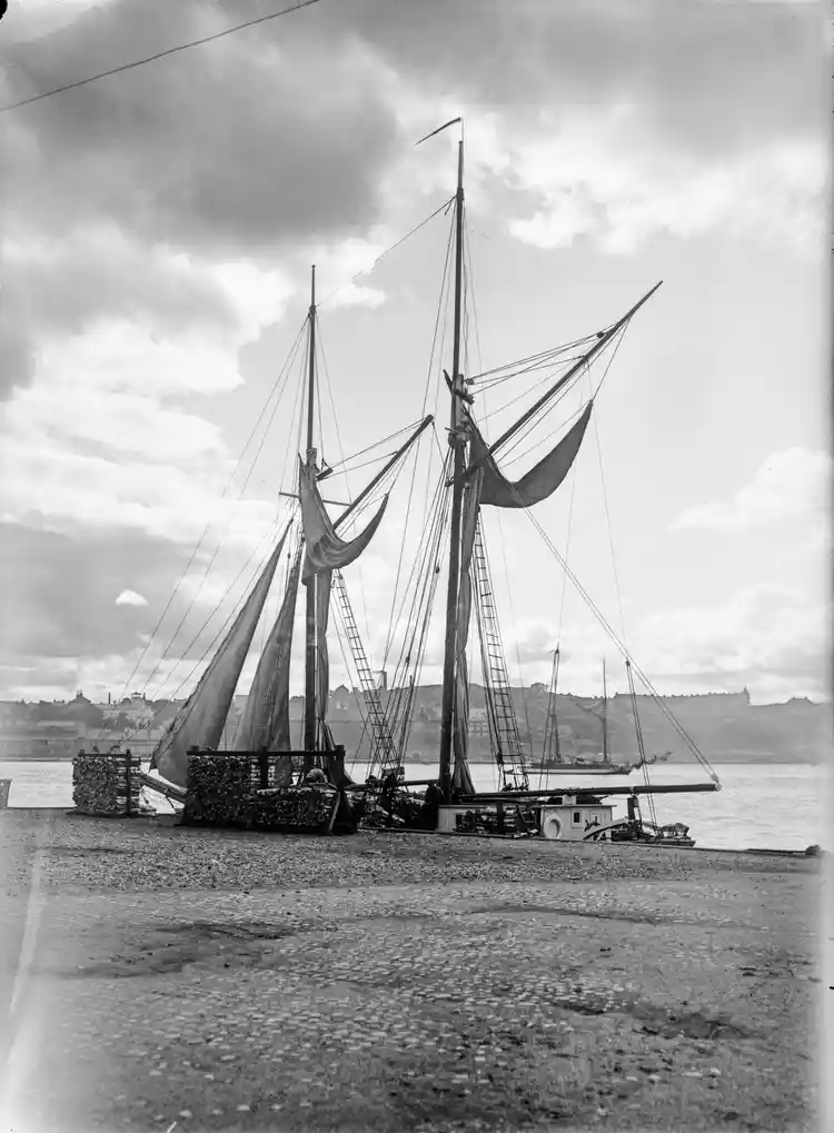 Skuta vid Eiraplan. I bakgrunden Skinnarviksberget.