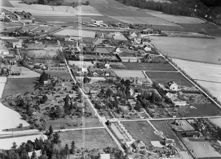 Flygfoto över centrala Vallentuna