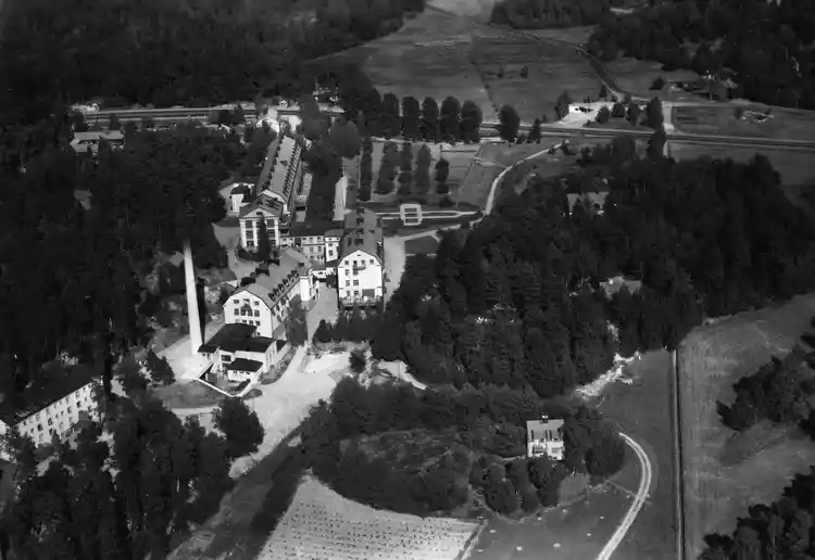 Flygfoto över Mörby lasarett